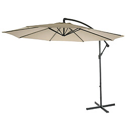 Decoshop26 Parasol déporté protection solaire Ø 3m inclinable polyester/acier 11kg crème sans support 04_0000943