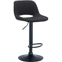 Decoshop26 Tabouret de bar chaise haute x1 avec repose-pieds en tissu noir piètement métallique noir 10_0004616