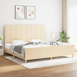 Maison Chic Lit adulte - Cadre Structure de lit avec tête de lit Contemporain Crème 200 x 200 cm Tissu -MN54433