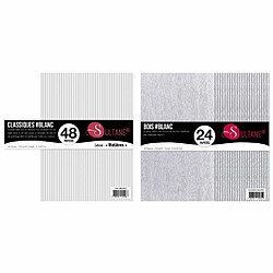 Sultane A 72 papiers Scrapbooking Blanc + texturé Bois Blanc