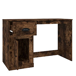 Helloshop26 Bureau table poste de travail meuble d'ordinateur informatique étude avec tiroir chêne fumé 115 x 50 x 75 cm bois d'ingénierie brun 02_0023447