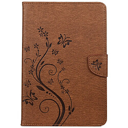 Etui en PU motif de papillons et de fleurs avec support marron pour votre iPad mini (2021)