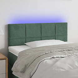 Maison Chic Tête de lit moderne à LED lumineuse pour chambre - Décoration de lit Vert foncé 100x5x78/88 cm Velours -MN60477