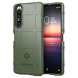 Coque en TPU texture de grille carrée anti-choc épaissir vert pour votre Sony Xperia 1 II