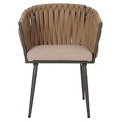 Acheter Mendler Lot de 6 chaises de salle à manger en aluminium HWC-N38, chaise d'intérieur avec accoudoirs, corde tressée en oléfine ~ beige Coussin marron clair