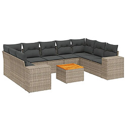 Maison Chic Salon de jardin avec coussins 10 pcs, Ensemble Tables et chaises de jardin, gris résine tressée -GKD656130