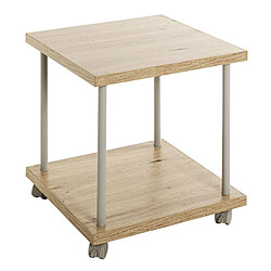 Avis Pegane Table de desserte en bois coloris chêne clair et métal coloris gris -longueur 40 x profondeur 40 x hauteur 45 cm