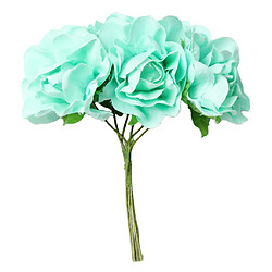 6 têtes artificielle rose bouquet fleur diy décoration de mariage robin oeuf bleu