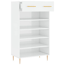 Maison Chic Armoire à chaussure,Meuble à Chaussures Blanc brillant 60x35x105 cm Bois ingénierie -MN44205 pas cher