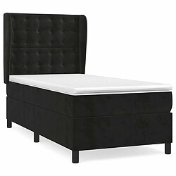 Maison Chic Lit adulte- Lit + matelas,Sommier à lattes de lit avec matelas Noir 90x190 cm Velours -GKD99580