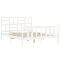 Maison Chic Cadre/structure de lit avec tête de lit pour adulte - Lit Moderne Chambre blanc King Size bois massif -MN86423 pas cher