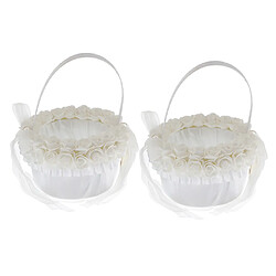 2pcs Panier de Fille de Fleur - Panier de Fleurs Blanc, Panier de Mariage pour Mariage