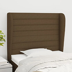 Maison Chic Tête de lit scandinave avec oreilles,meuble de chambre Marron foncé 103x23x118/128 cm Tissu -MN33723