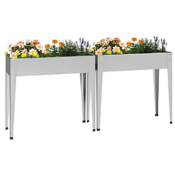 Avis Maison Chic Lot de 2 Jardinières,Bac à fleurs - pot de fleur Acier galvanisé -GKD76527