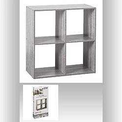 Atmosphera, Createur D'Interieur Etagère 4 Cases Mix - P. 32 cm x H. 67,5 cm - Gris