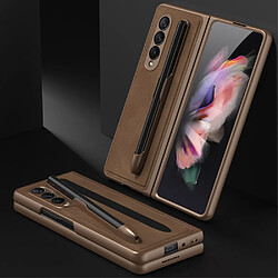 Coque en TPU + PU GKK avec porte-stylo Texture nuageuse/marron pour votre Samsung Galaxy Z Fold3 5G