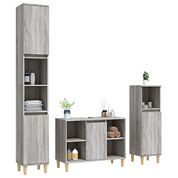 Avis Maison Chic Ensemble de 3 meubles de salle de bain Sonoma gris -MN82190