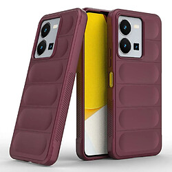 Htdmobiles Coque pour Vivo Y22 / Y22s / Y35 - housse etui silicone gel fine + verre trempe - ROUGE BORDEAUX