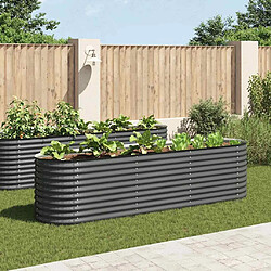 vidaXL Lit surélevé de jardin - Gris 320x80x81 cm Jardinière surélevée - Acier galvanisé - Fond ouvert - 320 x 80 x 81 cm