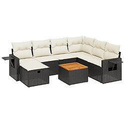 Maison Chic Ensemble Tables et chaises d'extérieur 8 pcs avec coussins,Salon de jardin noir résine tressée -GKD409152