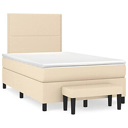 vidaXL Sommier à lattes de lit avec matelas Crème 120x200 cm Tissu