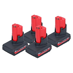 Milwaukee Batterie Set 4x M12 HB5 High Output 12 V 5,0 Ah / 5000 mAh Li-Ion Batterie ( 4x 4932480165 )