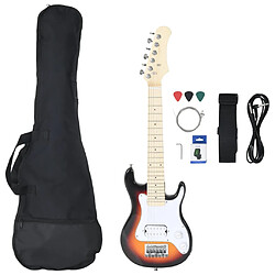 vidaXL Guitare électrique pour enfants et sac marron et blanc 3/4 30"