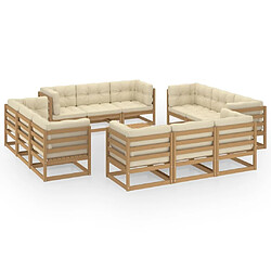 Maison Chic Salon de jardin 13 pcs avec coussins, Ensemble Tables et chaises d'extérieur bois de pin massif -GKD652667