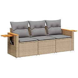 Maison Chic Salon de jardin avec coussins 3 pcs | Ensemble de Table et chaises | Mobilier d'Extérieur beige résine tressée -GKD89516