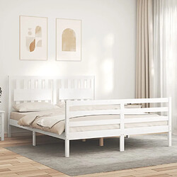 Avis Maison Chic Lit adulte - Cadre Structure de lit avec tête de lit Contemporain blanc 160x200 cm bois massif -MN12041