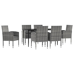 vidaXL Ensemble à Manger de jardin 7pcs gris/noir résine tressée/acier