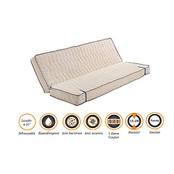 Nuits D'Or Matelas Ferme Pour Clic Clac + Alèse 120x190 x 15 cm - Dim Assise 60 cm - Déhoussable Housse Lavable - 5 zones de Confort - Ame Poli Lattex Haute Résilience - Hypoallergénique