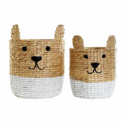 Set de basket DKD Home Decor Lapin Enfant Joncs (35 x 35 x 45 cm) (2 Pièces)