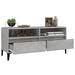 Maison Chic Meuble TV scandinave - Banc TV pour salon gris béton 100x34,5x44,5 cm bois d'ingénierie -MN91604 pas cher