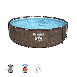 Piscine Hors-Sol Tubulaire Bestway Steel Pro Max Design Rotin 366x100 cm Filtre à Cartouche de 2.006 litres/heure