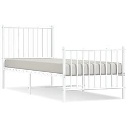 vidaXL Cadre de lit métal sans matelas avec pied de lit blanc 75x190cm