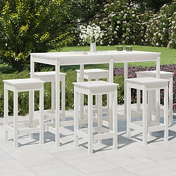 vidaXL Ensemble de bar de jardin 7 pcs blanc bois de pin massif