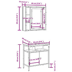 vidaXL Ensemble de meubles salle de bain 2 pcs noir bois d'ingénierie pas cher