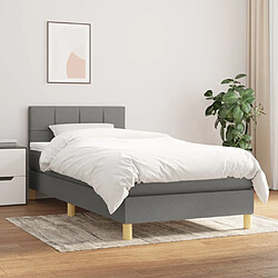 Maison Chic Lit Adulte - Lit simple Lit à sommier tapissier et matelas moelleux - Meuble de Chambre - Gris foncé 90x190 cm Tissu -MN56998