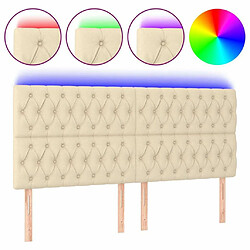 Maison Chic Tête de lit scandinave à LED,meuble de chambre Crème 180x7x118/128 cm Tissu -MN78953