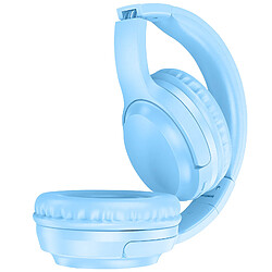 Borofone Casque Bluetooth Arceau Rembourré Entrée Jack 3.5mm Autonomie 30H Bleu Clair