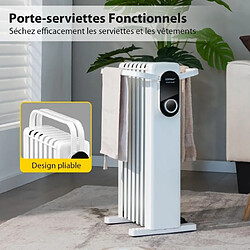 Avis Helloshop26 Radiateur à huile mobile 1500w 3 chaleurs réglable racks de serviettes double protection contre surchauffe 7 eléments blanc 20_0005096