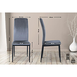 Decoshop26 Lot de 6 chaises de salle à manger design simple en tissu velours gris clair cadre en métal noir CDS10284