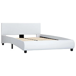 Maison Chic Lit adulte - Lit simple Cadre de lit,Structure du lit Contemporain Blanc Similicuir 140 x 200 cm -MN52193