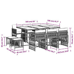 vidaXL Ensemble à manger de jardin 11pcs avec coussins gris poly rotin pas cher
