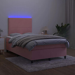 Acheter Maison Chic Lit adulte - Lit + matelas + LED,Sommier à lattes de lit et matelas LED Rose 120x200 cm Velours -GKD25650