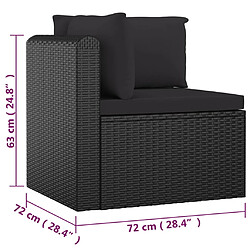 vidaXL Salon de jardin 7 pcs avec coussins Résine tressée Noir pas cher