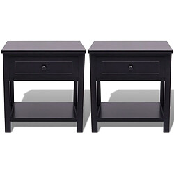 Helloshop26 Table de nuit chevet commode armoire meuble chambre 2 pcs bois noir 1402045