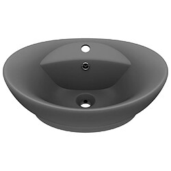 vidaXL Lavabo ovale à trop-plein Gris foncé mat 58,5x39 cm Céramique