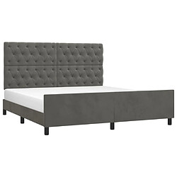 Avis Maison Chic Lit adulte - Cadre Structure de lit avec tête de lit Contemporain Gris foncé 160x200 cm Velours -MN95233